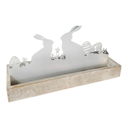 Schale holz 37cm metall - schale, ostern