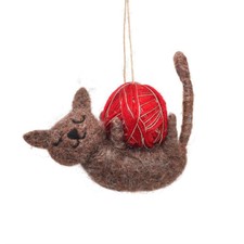 Anhänger Katze Filz braun