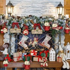 24X Weihnachts Holzanhänger Christbaumschmuck Holz Weihnachtsmann Dekohänger NEU