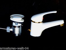 Einhebel-Waschtischarmatur Waschbecken Bad Armatur Weiß/Gold