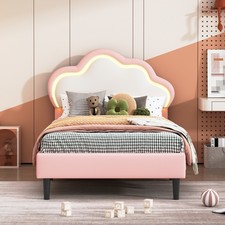Einzelbett 90x200cm Mädchen Bett für Kinder mit LED Kinderbett Prinzessinnenbett