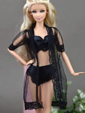 Sexy Nachtwäsche Spitze Mantel + BH + Unterwäsche Kleidung für Barbie Puppe