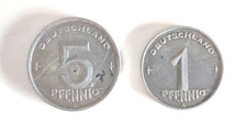 DDR  - 1 Pfennig  und 5
