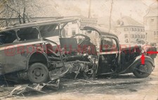 H392 Foto-Karte Wurzach Memmingen Omnisbus schwerer Unfall crash Partei Stander