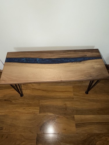 Couchtisch walnuss blau harz - &,