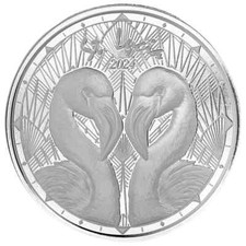 St. Lucia   2 $ 2024 EC8 Flamingos 1 Oz Silber Proof Like auf Cardboard