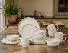 Kombiservice Timula 16- tlg. Steinzeug matt/ glänzend beige Geschirr