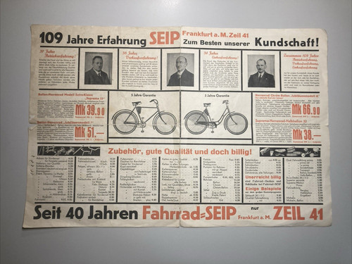 1940 werbung fahrrad seip - fahrrad,