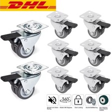 4/8X TRANSPORTROLLEN 50 mm DOPPELROLLEN Strandkorbrollen LENKROLLEN GRAU 400KG