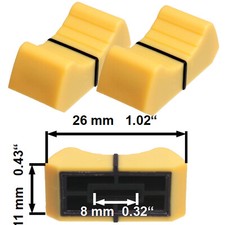 Sifam 2 Faderknopf GELB 8mm Fadercaps Faderkappen Caps Mischpulte Mixer 11x26mm