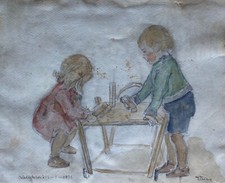 Aquarell Spielende Kinder am