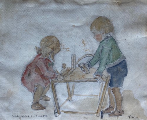 Aquarell spielende kinder - spielende,