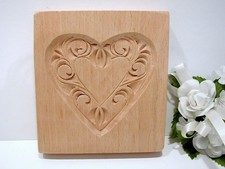 Holz-Model Springerle HERZ Holzschnitzerei Backform Gebäckform  Wooden Bake Mold