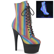 Sale ADORE-1020REFL-02 Pleaser Plateaustiefeletten reflektierend regenbogen 36