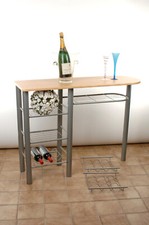 Küchenbar Theke Bar braun + 3 Extra Weinregale Table-bar braun silber Küchentisc