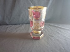 Antiker Prunkbecher Pokal Antikglas Goldbemalung Kristall Geschliffen Abriss