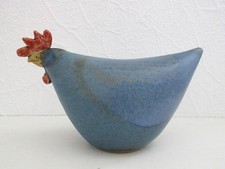 Keramik-Henne Deko-Huhn blau matt Indoor Outdoor Haus Terrasse 25 x 15 cm