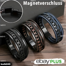 Leder armband herren schwarz - leder,