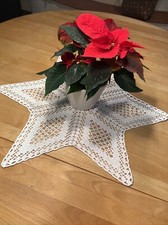 Stern Tischdecke Weiß 60 cm HANDARBEIT Gehäkelt Häkeldecke