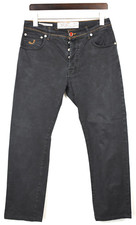 Jacob Cohen J610 Komfort Hose Herren ~ W31 Regular Dehnbar Knopfe Pelz Logo