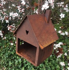 Edelrost * Vogelhaus zum Hängen * Futterhaus Rost Deko Metall Laterne Leuchte G