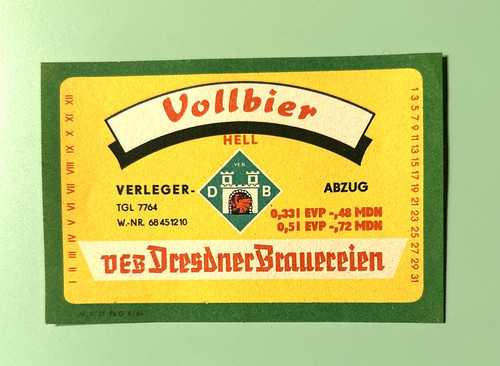 Bieretikett ddr veb - bieretikett, ddr-veb