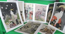 Japanische Geisha Kunst ~ 8 Drucke von Isoda Koryusai, Kitao Shigemasa, Tooyo & anderen