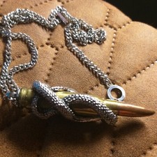 Patrone Hülse Bullets 4 Peace B-4  B4P Anhänger Schlange Apfel STEEL 8 cm +Kette