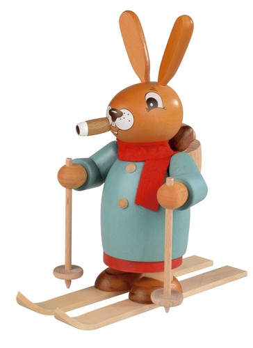 Räucherhase auf ski farbig - räucherhase,