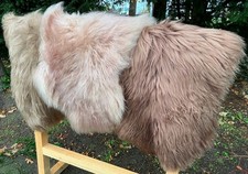 Island Lammfell Schaffell Fell Leder Teppich Sheepskin Natur Braun Taupe Rosa