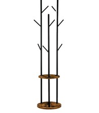 HOOBRO Garderobenständer Freistehender Kleiderständer Garderobe 2 Runde Ablagen