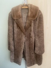 Vintage Pelzmantel/Jacke mit Nerzkragen Rehbraun Gr.40/42 Rückenlänge 80 cm