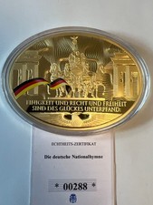 Gigant Medaille Deutsche Nationalhymne Einigkeit und Recht 85x62 mm vergoldet PP