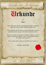 Ruhestand Urkunde