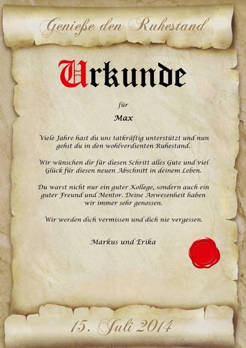 Ruhestand urkunde - ruhestand,