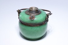 altes Gefäß Öllampe ? grün Sammlerstück Glas Jade Serpentin Tibet Nepal China?