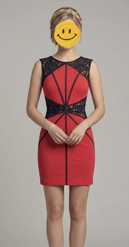 Damenkleid schwarz rot - ,