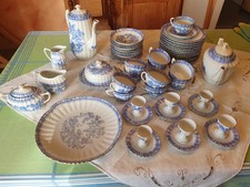 Edel Art Déco Porzellan Kaffeeservice ChinaBlau Echt Tuppack Tiefenfurt, 47Teile