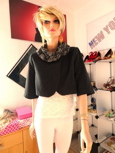 Bolero jacke mit - bolero-jacke, webpelzkragen