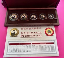 Gold Panda Premium Set Color 2001 Goldmünzen 999/1000 Rarität nur 1000 Stück