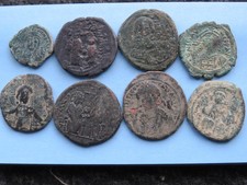 Konvolut 8 Stück Antike Byzantinische Bronze Münzen