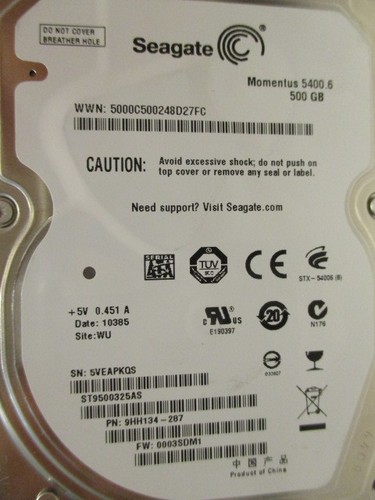 500 seagate st9500325as n - seagate, p/n