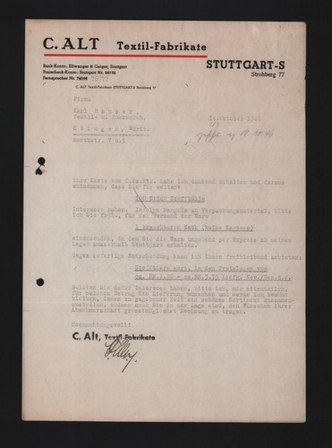 Stuttgart brief 1946 alt - 1946,,