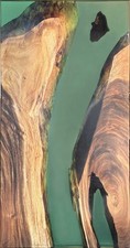 Epoxidharz Tischplatte River Table Grün Walnuss Massivholz 1000-525-35mm