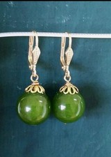 Echte Jade - Ohrringe Gold- Doublé Grün