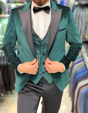 Slim Fit Samt Smoking Sakko in