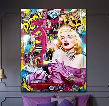 LEINWAND BILDER BIS 130x100x5 Marilyn-Monroe Pink-Panther URBAN POP-ART GRAFFITI