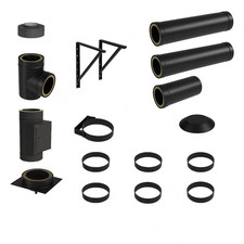 Edelstahl Schornstein Bauteile Zubehör Schwarz Isoliert Konfigurator Aussenkamin