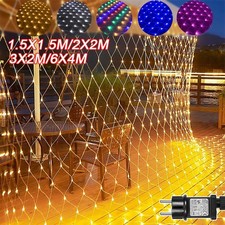 LED Lichternetz Außen Weihnachten Lichterkette Netz Lichtervorhang Strom 3X2M