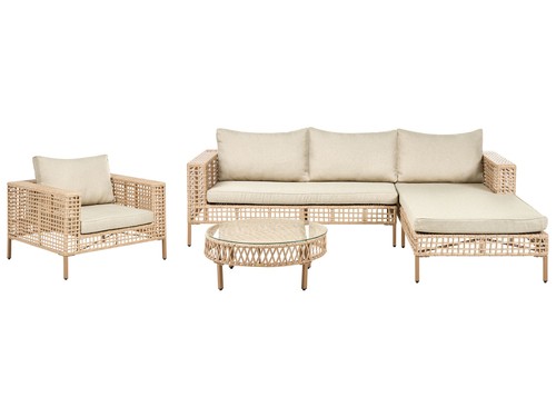 Lounge set polyrattan beige - polyrattan,